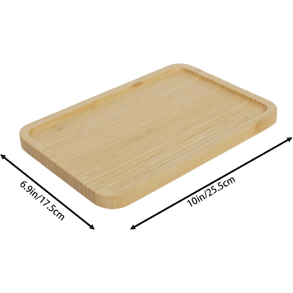Bamboo Counter Tray for Bathroom Natural Wooden Decorative Tray Kitchen, Shower, Dining Table Vanity,10×6.9 Inch