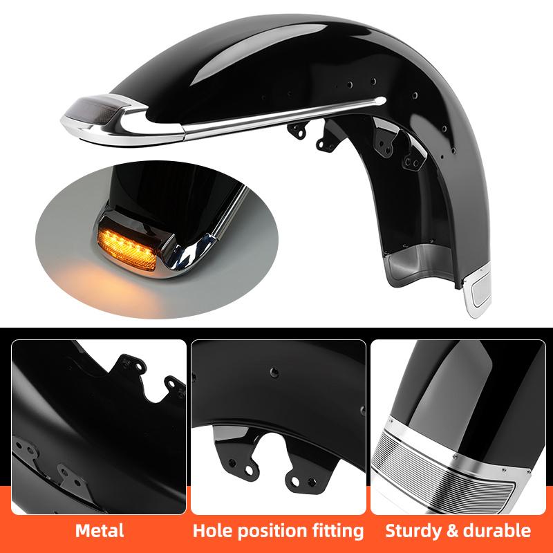Motorcycle Front Fender Assembly with Tip Light Trim For Harley Touring Road King Electra Glide Street Road King Glide 2014-up