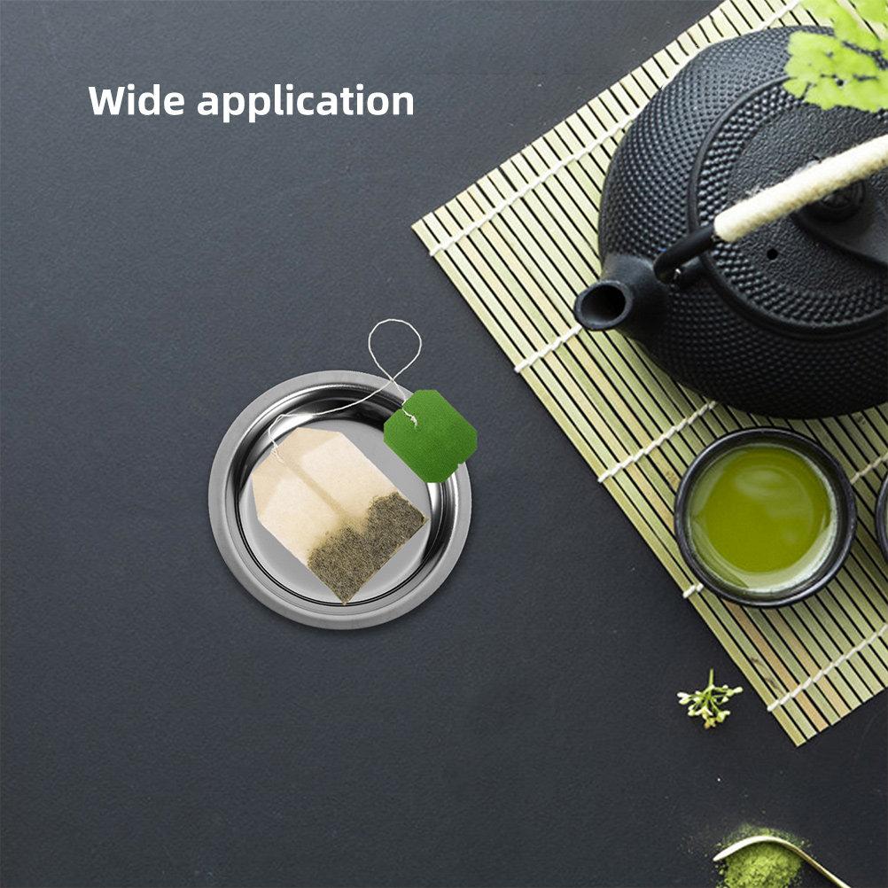 Tea Bag Saucer Stainless Steel Round Metal Plate Lightweight Tea Cup Holder Beverage Coaster for Table
