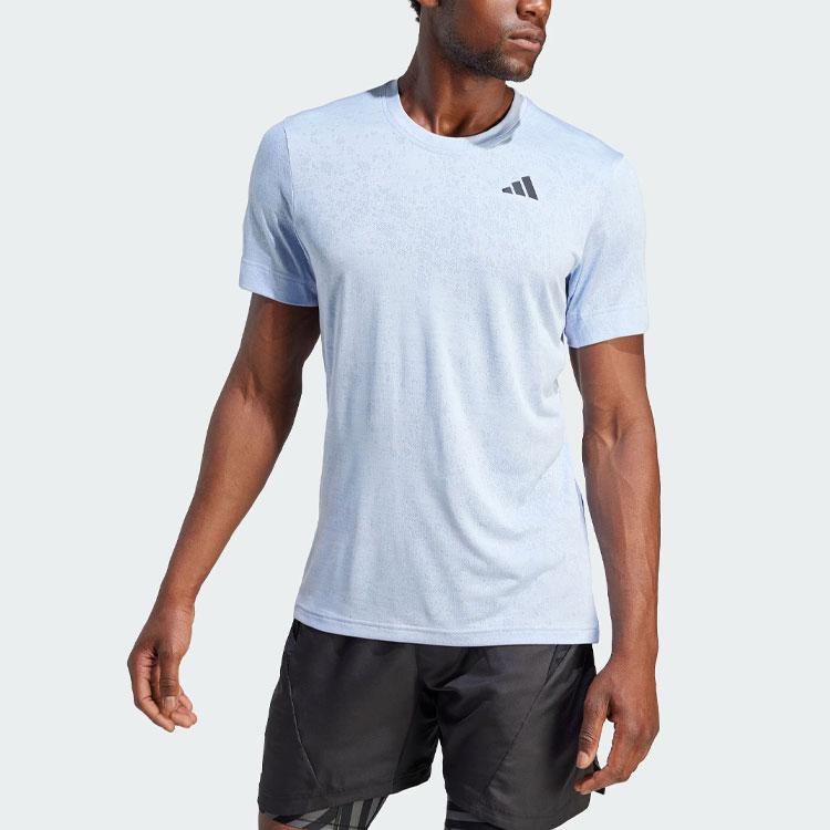 Adidas Tennis Freelift Tee With Logo Men Tops Light-Pink Blue IA8288