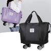 Expandable Duffle Bag Rolling Weekender Tote with Wet Pocket Overnight Duffel with Removable Casters for Travel Fitness Business Trips