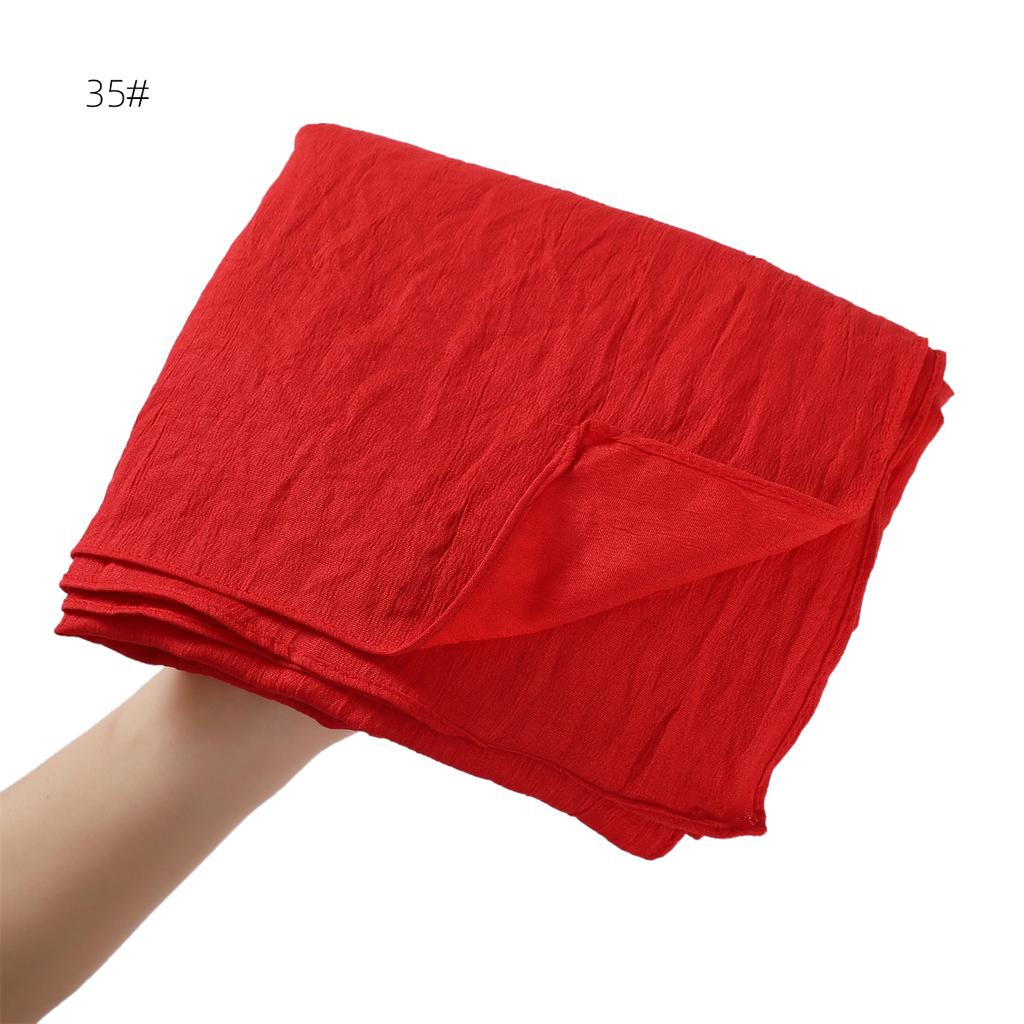 High Quality Breathable Elastic Wrinkle Long Scarf Women Plain Color Polyester Crinkle Soft Hijab Muslim Ladies Turban Headwraps