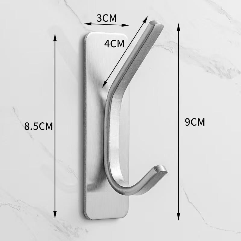 Traceless 304 Stainless Steel Adhesive Hook for Bathroom & Kitchen