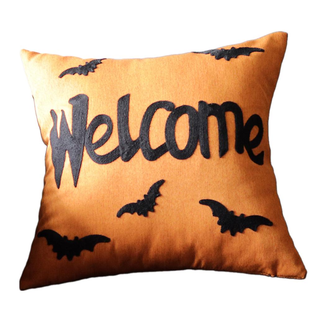 Halloween Pumpkin Embroidered Throw Pillow Cover For Sofa Living Room Outdoor Garden Decor Polyester Cushion Case