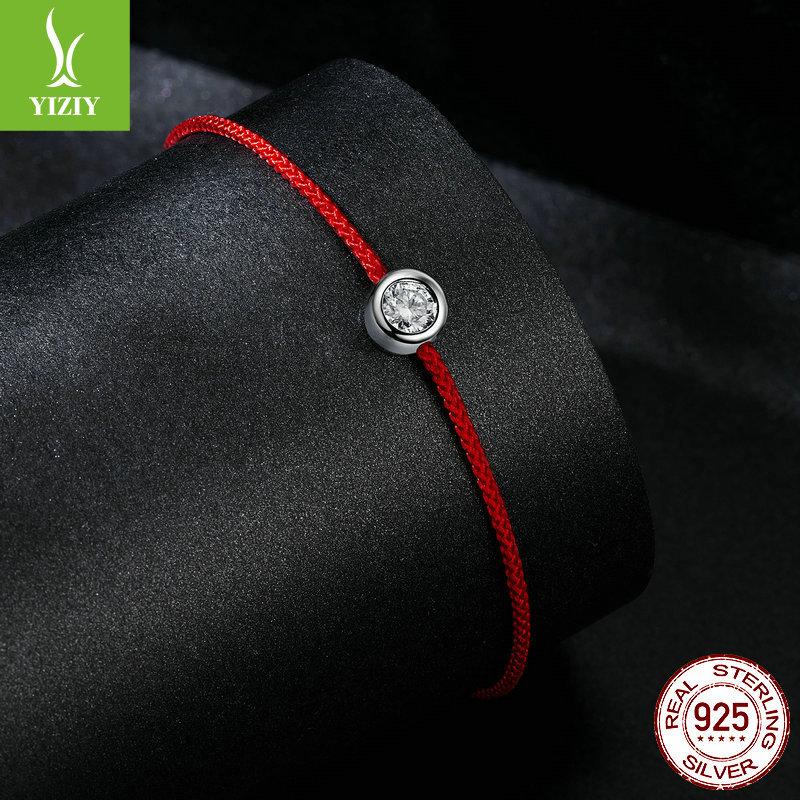 Delicate Moissanite Red Rope Lucky Bracelet, New Year'S 50-Point Mozzarella Diamond S925 Silver Bracelet.