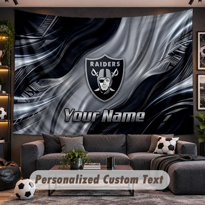 Wall Hanging Tapestry Custom NameLas Vegas Raiders Pattern Personalized Printed Fabric Wall Decor