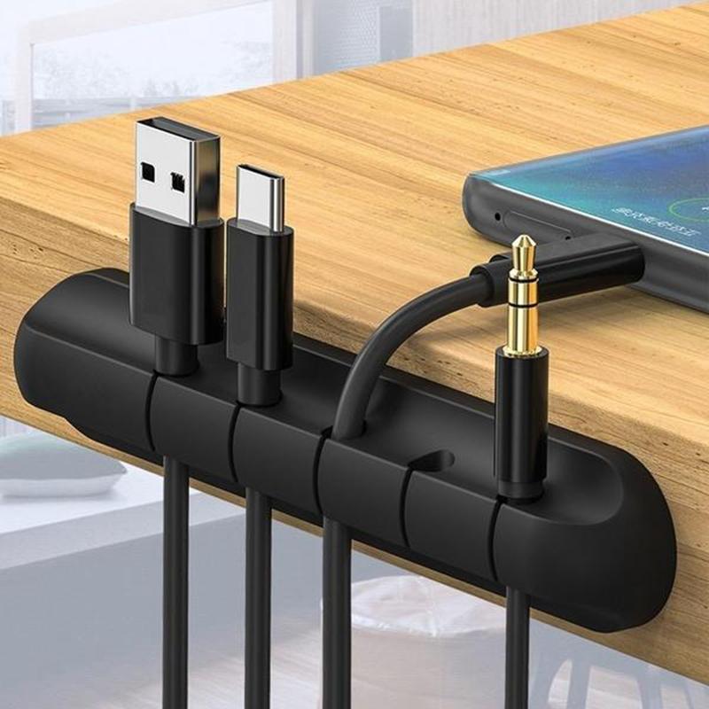 2 Pcs Home Office 3/5/7 Holes Cable Holder Silicone Line Organizer Clips USB Winder Manager Splitter