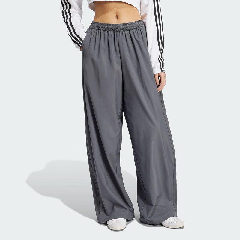 Adidas Originals Classic Sports Series Simple Woven Casual Loose Sports Pants Women Bottoms Dark-Gray JY8880