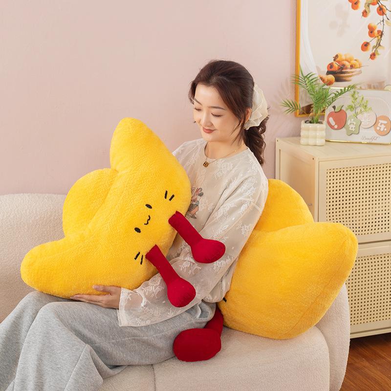New Lucky Treasure Throw Pillow Plush Toy Doll Gold Ingot Doll Sofa Backrest Pad Decorative Ornament Gift