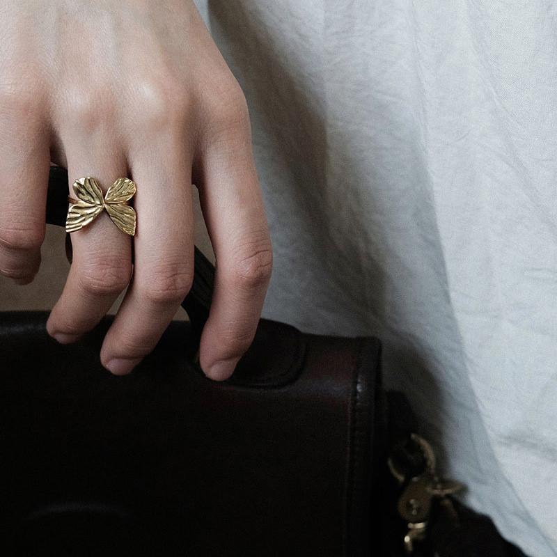 Trendy Geometric Butterfly Ring For Women Chic Adjustable Copper Fashion Jewelry