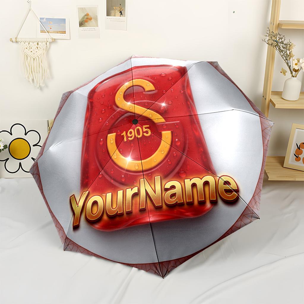 Galatasaray1 Personalized Text Umbrella Automatic Umbrella with 8-Rib Durable Plastic Iron Perfect for Outdoor Adventures Elegant
