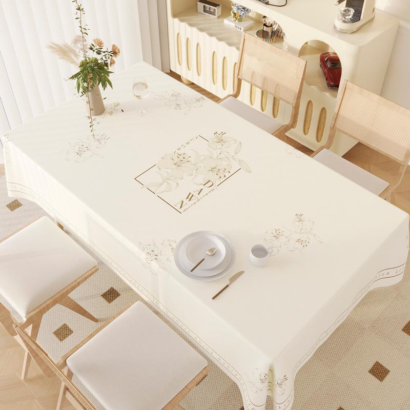 French Light Luxury High-End Dining Table Cloth, Leave-In Oil-Proof And Waterproof Lambskin Rectangular Coffee Table Cloth