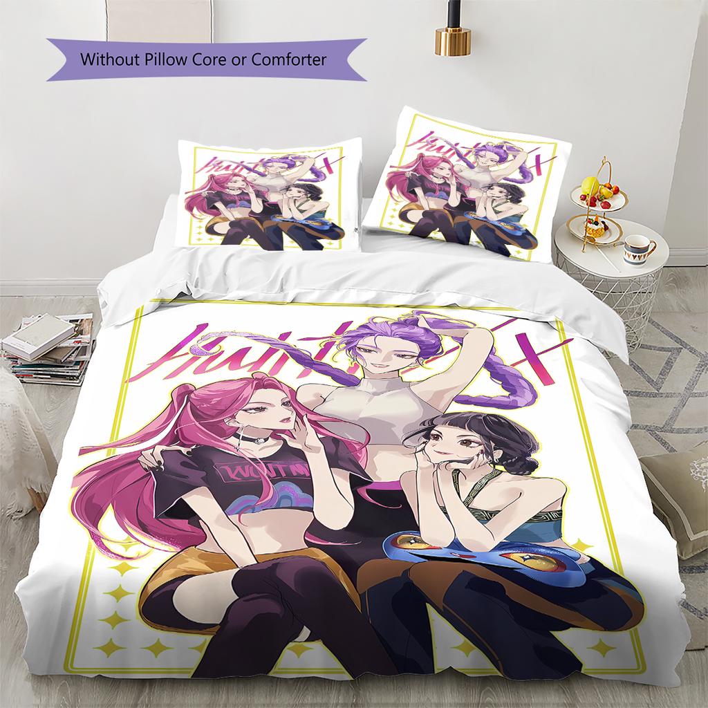 Kpop Lovci démonů Vzor Povlečení, Sada přikrývky Povlak na přikrývku Povlak na polštář Domov Dárek k narozeninám (1 * povlak na peřinu + 2 * povlak na polštář, bez jádra)