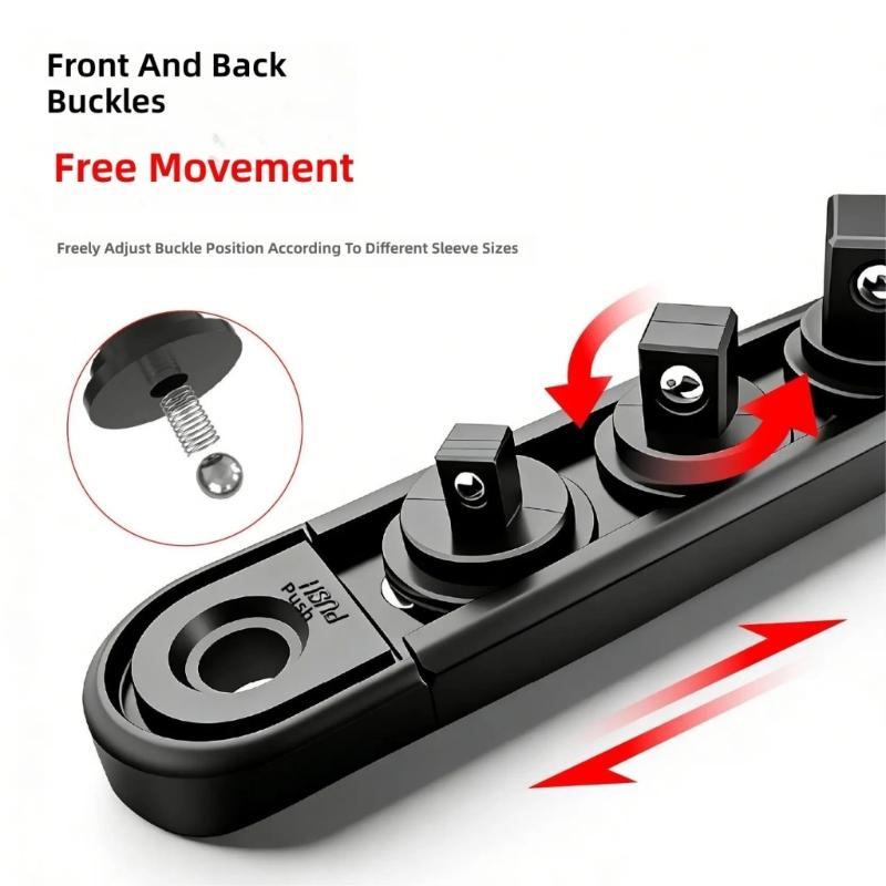 Magnetic Socket Holder Rack Organizers With Adjustable 360°Rotating Clip for 1/2 3/8 1/4 Socket Secure Tool Storage