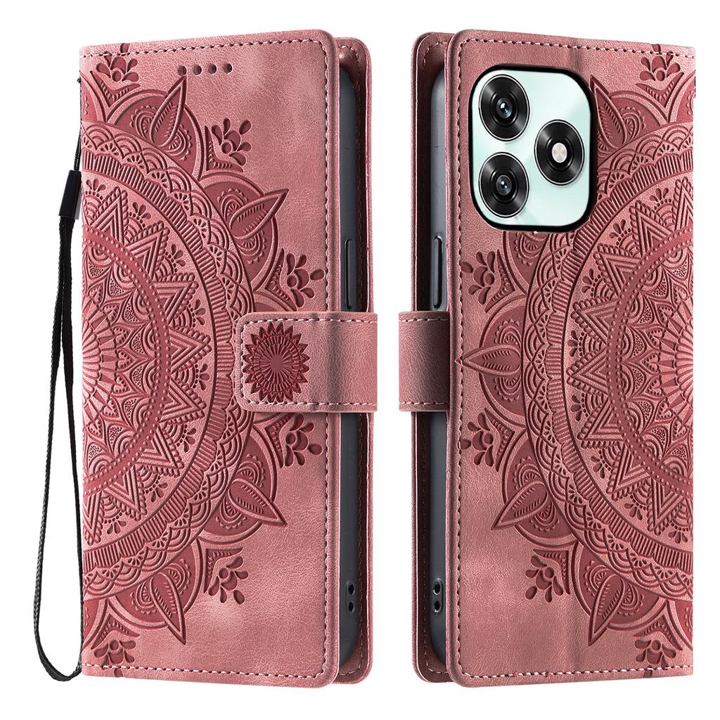 Phone Case For Honor Play10A 4G / X5c Plus 4G / X5c 4G Imprinted Totem Skin Feel Wallet Leather Phone Cover with Hand Strap