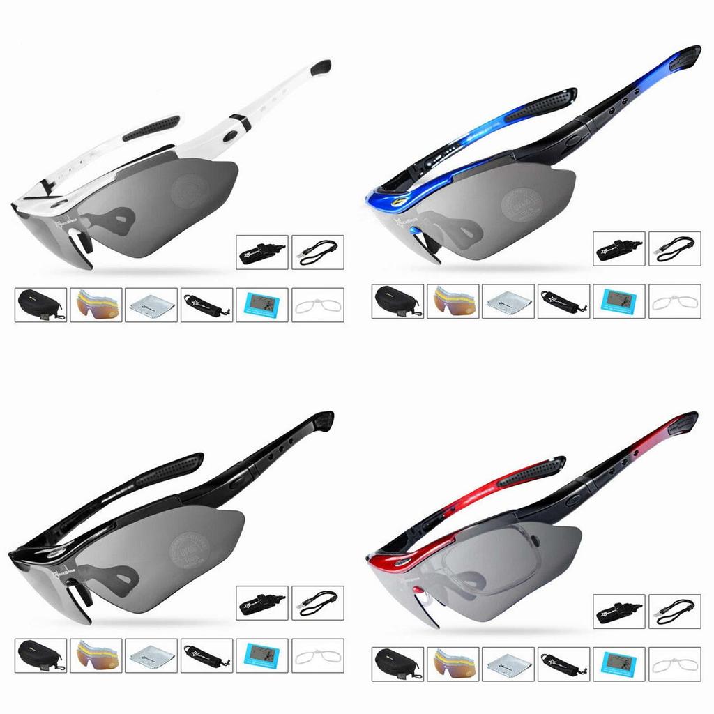 Outdoor Polarized Cycling Sunglasses With Five Interchangeable Lenses For All Weather