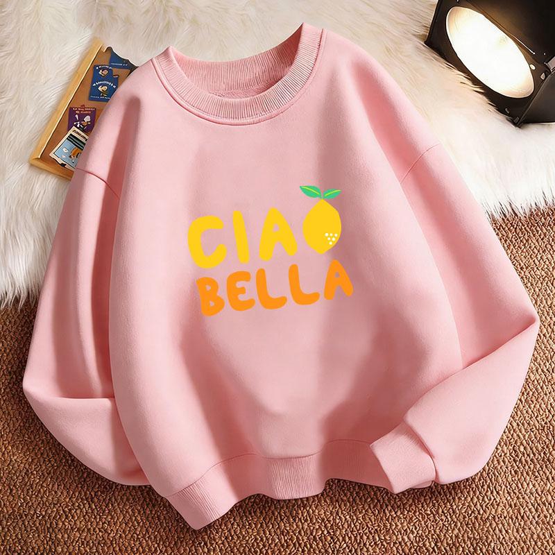 Graphic Ciao Bella Lemon Harajuku Children'S Sweatshirt Pullover Crew Neck Graphic Print Hoodie Boy/Girl Kids Hoody