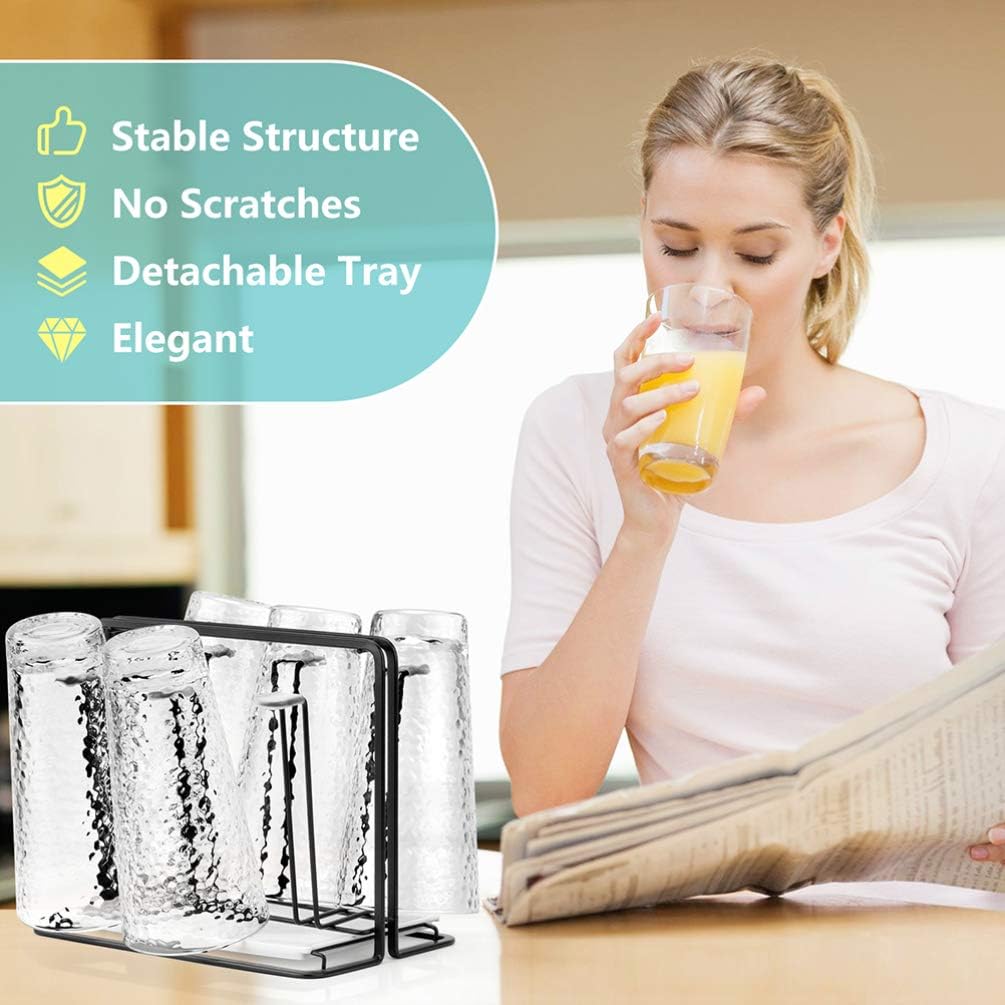 Yardwe Cup Drying Rack Japanese- Style Iron Mug Glass Bottle Organizer Tree Beer Wine Glass Shelf Drainer Stand Shelf Hook for Home Counter