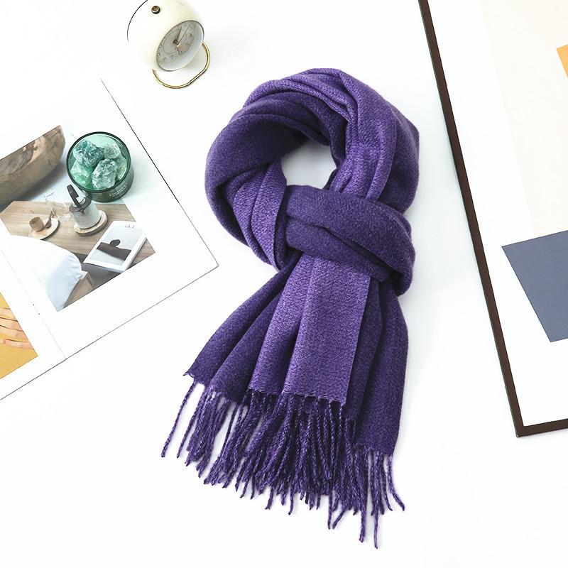 Double-sided Two-color Scarf for Women Autumn and Winter High End New Wool Scarf Shawl Imitation Cashmere Scarf