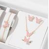 Chic Rhinestone Zircon Jewelry Set: Necklace, Earrings, Ring & Watch for Women