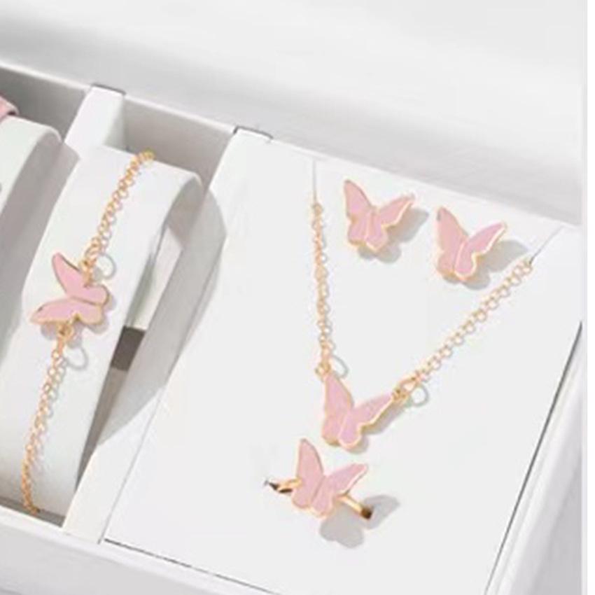 Chic Rhinestone Zircon Jewelry Set: Necklace, Earrings, Ring & Watch for Women