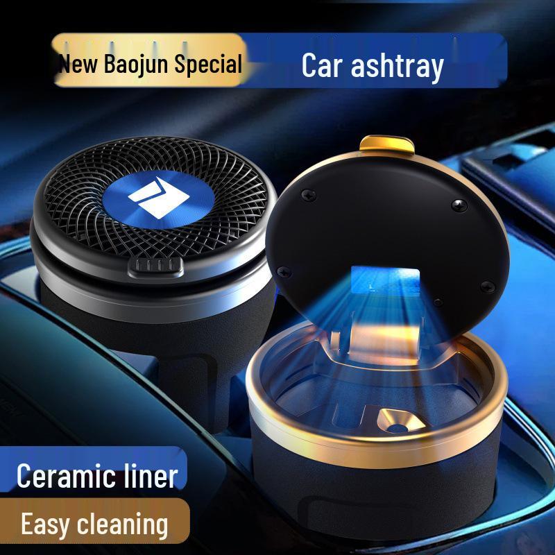 Metal Car Ashtray with Lid and Light for New Baojun RS3, RC5, RS5, E300, RC6, RM5 Models