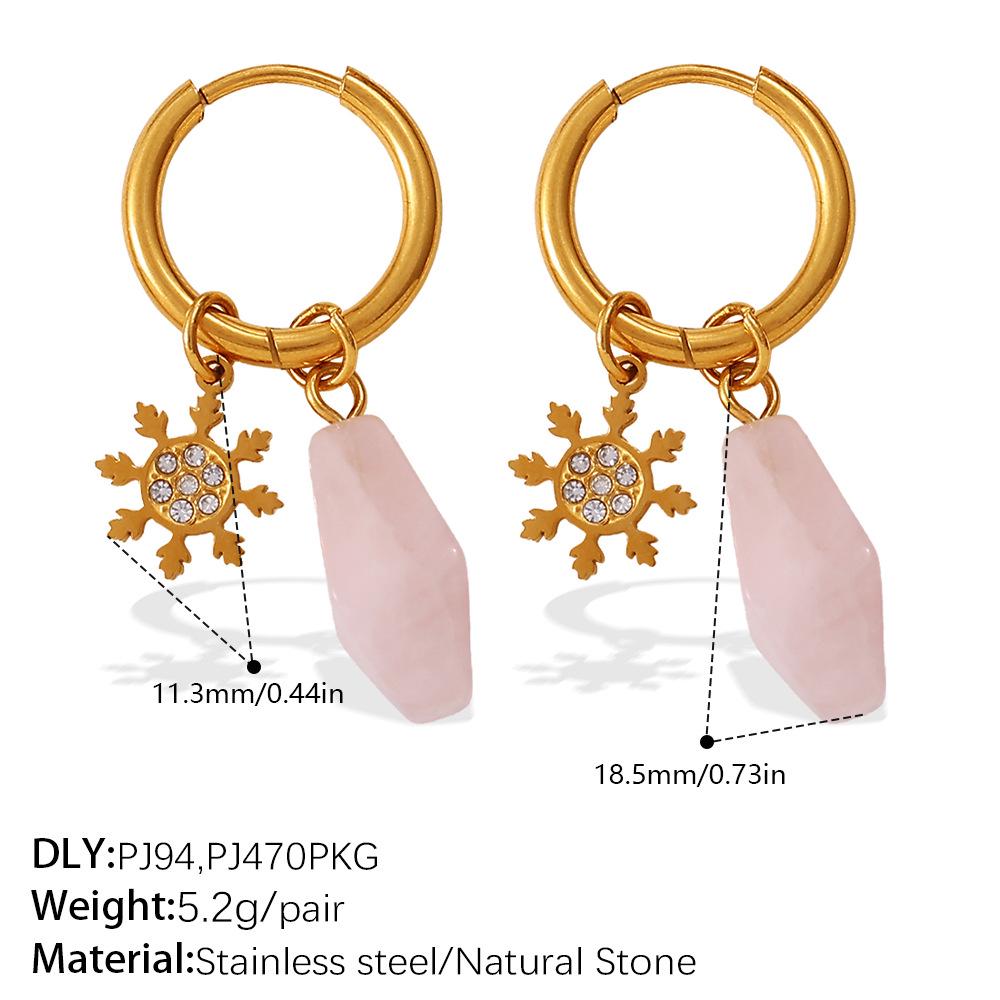 2025 DIY Christmas Style 18K Gold Plated Stainless Steel Pendant Earrings for Women
