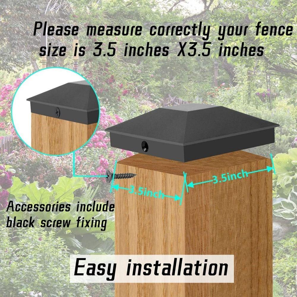 6Pcs Waterproof Pyramid Post Caps with Screws 3.5x3.5in Posts Top Protector Weather Resistant Replacement Fence Column Toppers