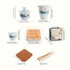 Ceramic Chinese Kung Fu Tea Set Portable Handmade Tea Pot With 4 Tea Cups Gaiwan Tea Tray Suitable For Travel Camping