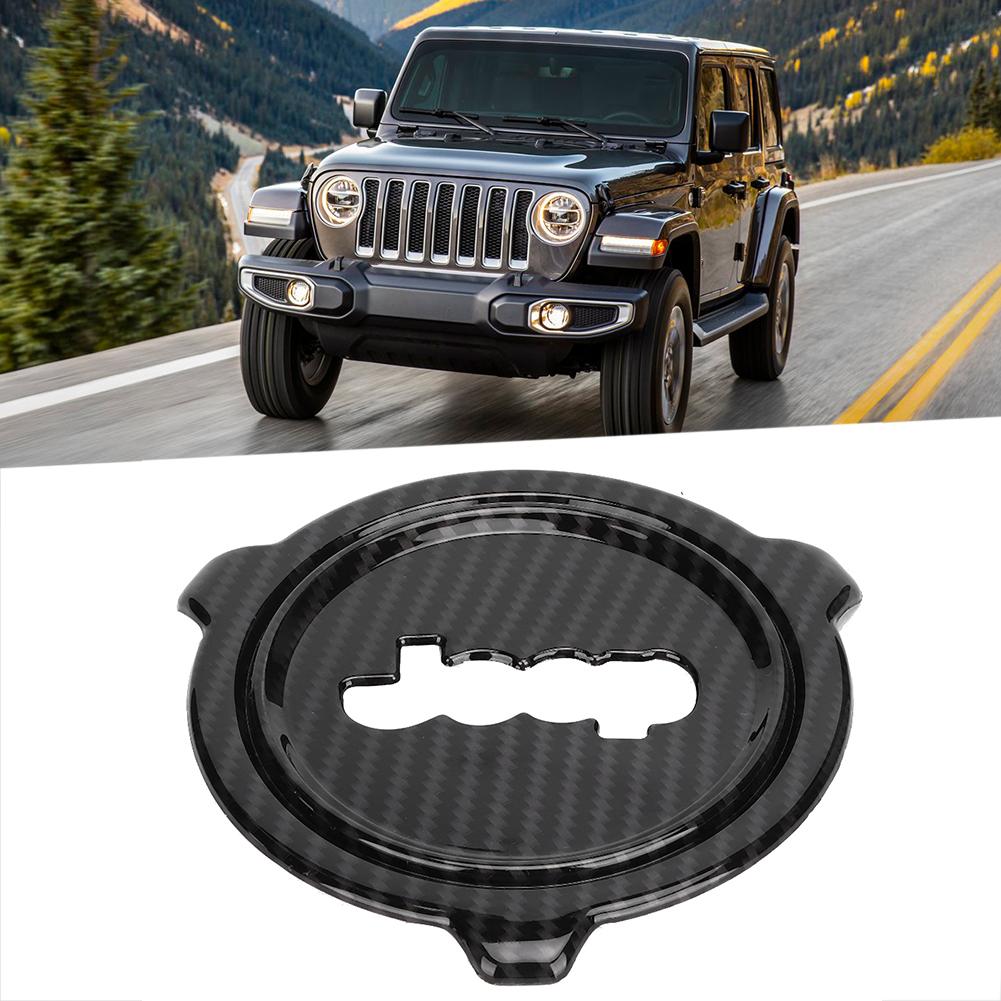 Car Carbon Fiber Texture Steering Wheel Center Trim Frame Cover Fits for Jeep Wrangler JL 2018 +