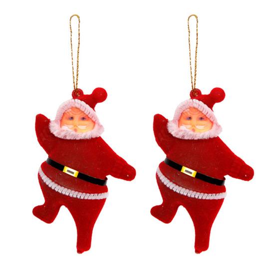 

Украшения Санта-Клауса 3D Флокированная кукла Санты Рождественские подвесные украшения для елки для стены окна двери домашней вечеринки праздничного декора 2pcs