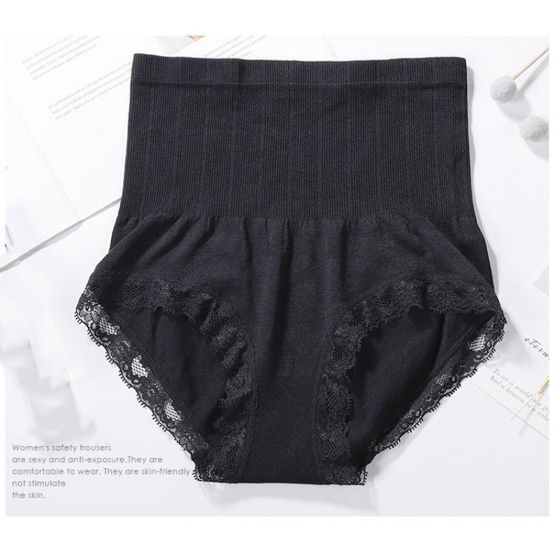 High-waisted Briefs Lace Trim Briefs Tummy Control Underwear