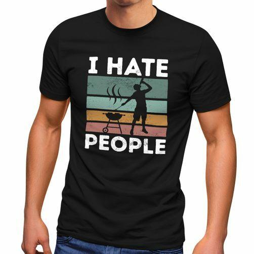 Mens T-Shirt I Hate People Grill BBQ Gifts Men Fun Shirt Beer-