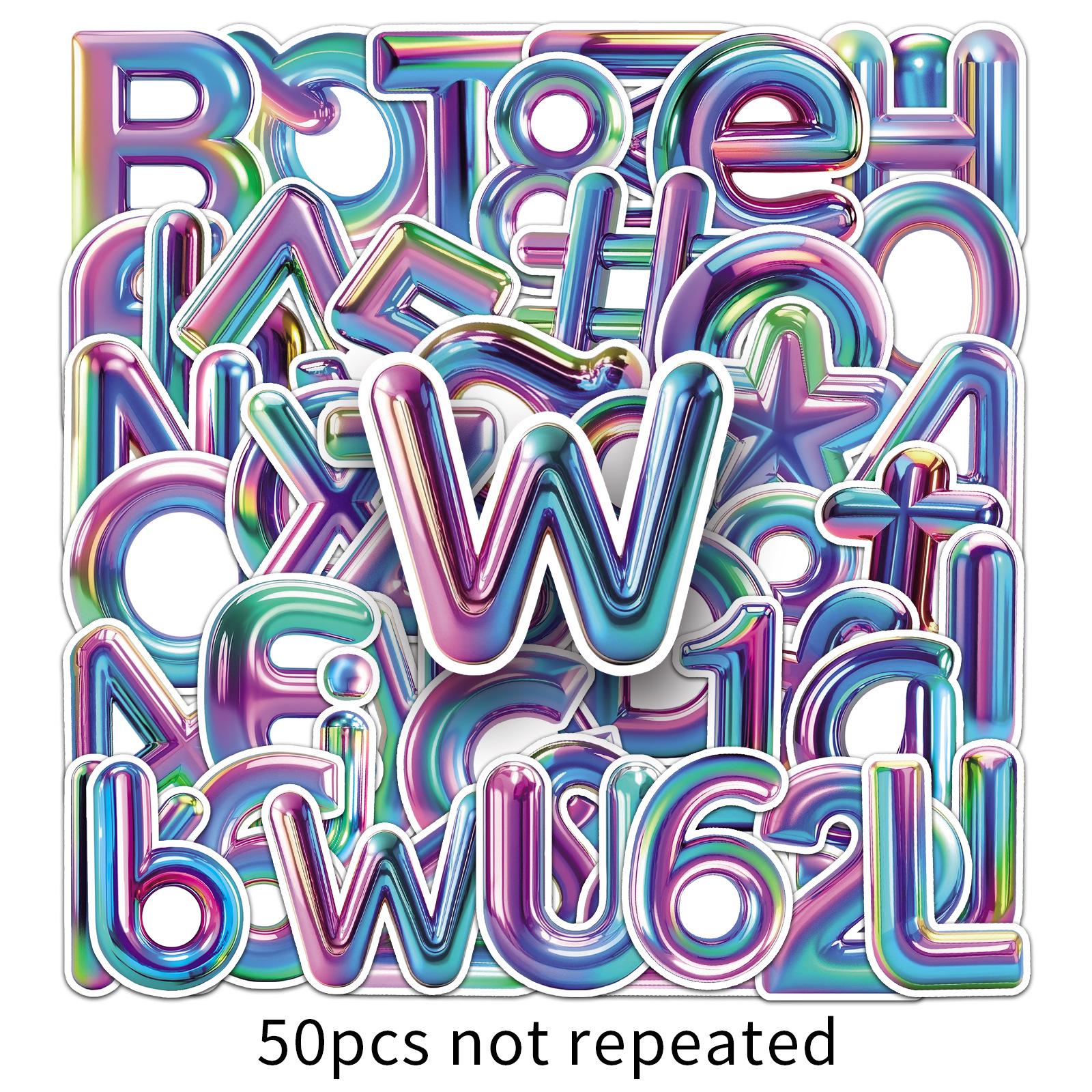 50 Colorful 3D Trendy Graffiti Stickers for Guitar, Fridge, Desktop & Laptop