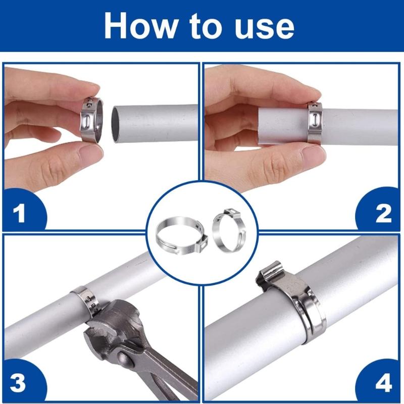 80Pcs Single Ear Hose Clamps 5.8-23.5mm Crimp Hose Clamps Cinches Clamp Rings for Securing Pipe Hoses and Automotive Use