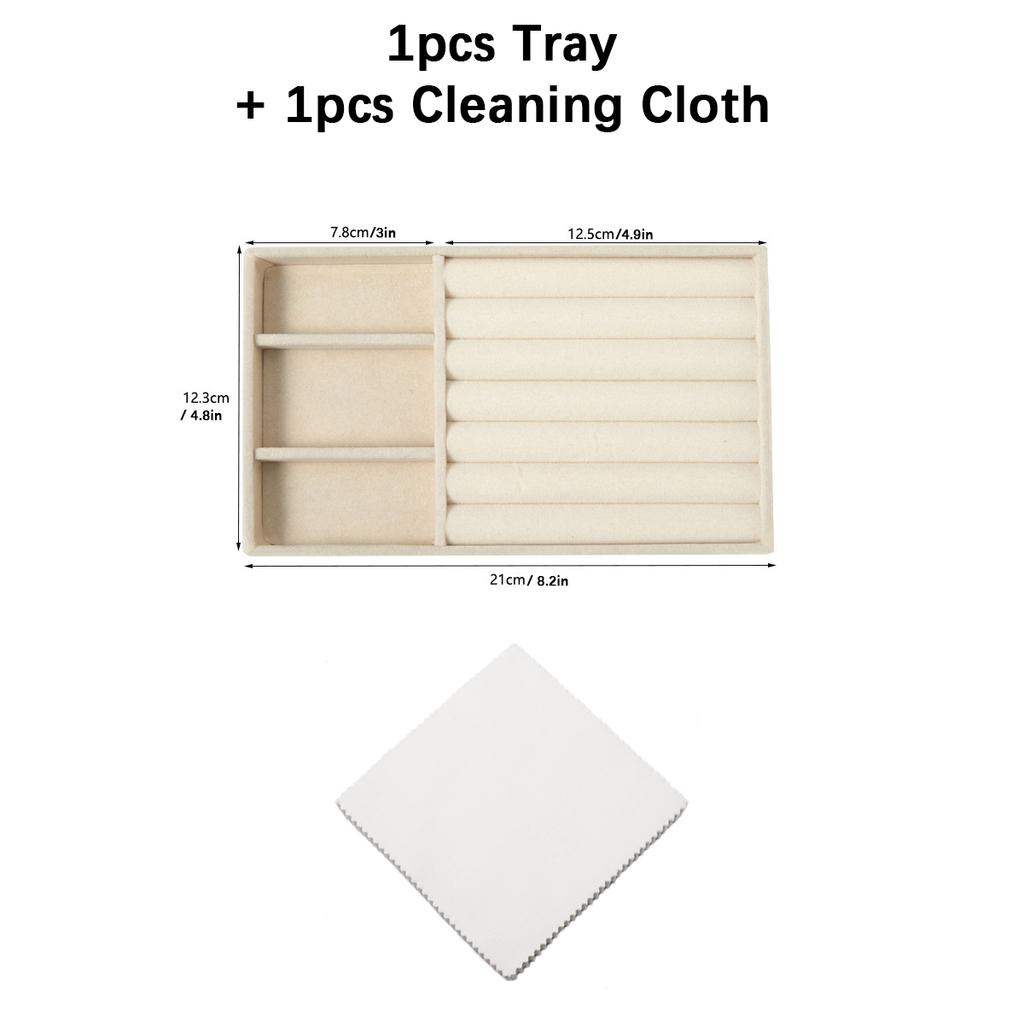 Velvet Jewelry Display Tray Set, Exquisite Jewelry Organizer, Portable Ring, Earring, Necklace Storage Box, Anti-Oxidation Pouch