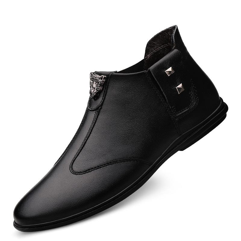 

Мужская повседневная кожаная обувь формальная деловая осень и зима хлопок мягкая кожа весна и осень дышащая обувь-лоферы на одном педале 37