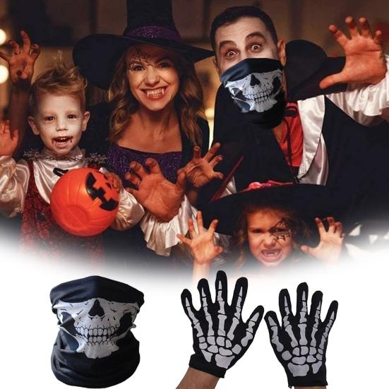 

1 комплект Хэллоуин Скелет Призрак Страшная Маска Маска Набор Жуткие Перчатки Косплей Реквизит Маскарад