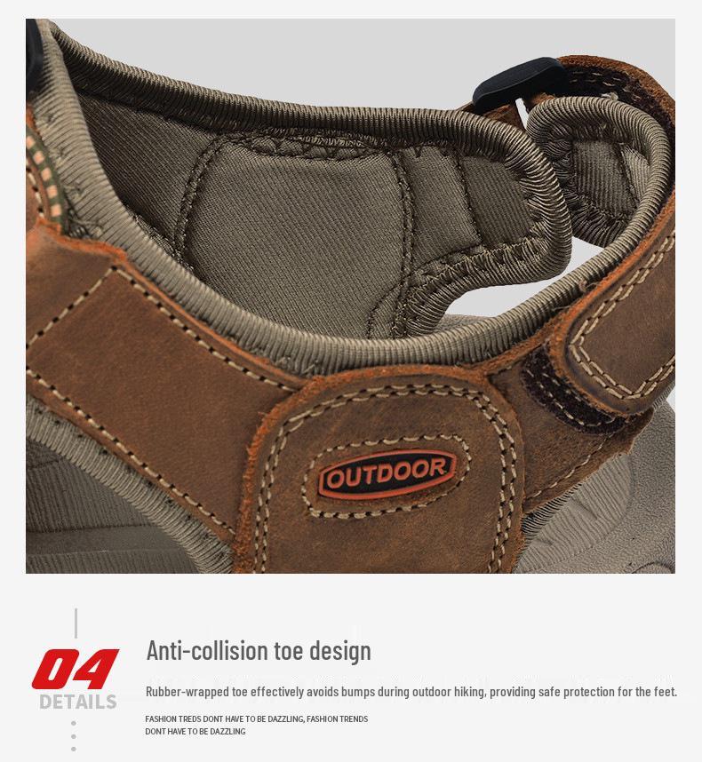 Outdoor Men's Leather Breathable Sandals - Summer Beach & Upstream Plus Size Casual Sandals