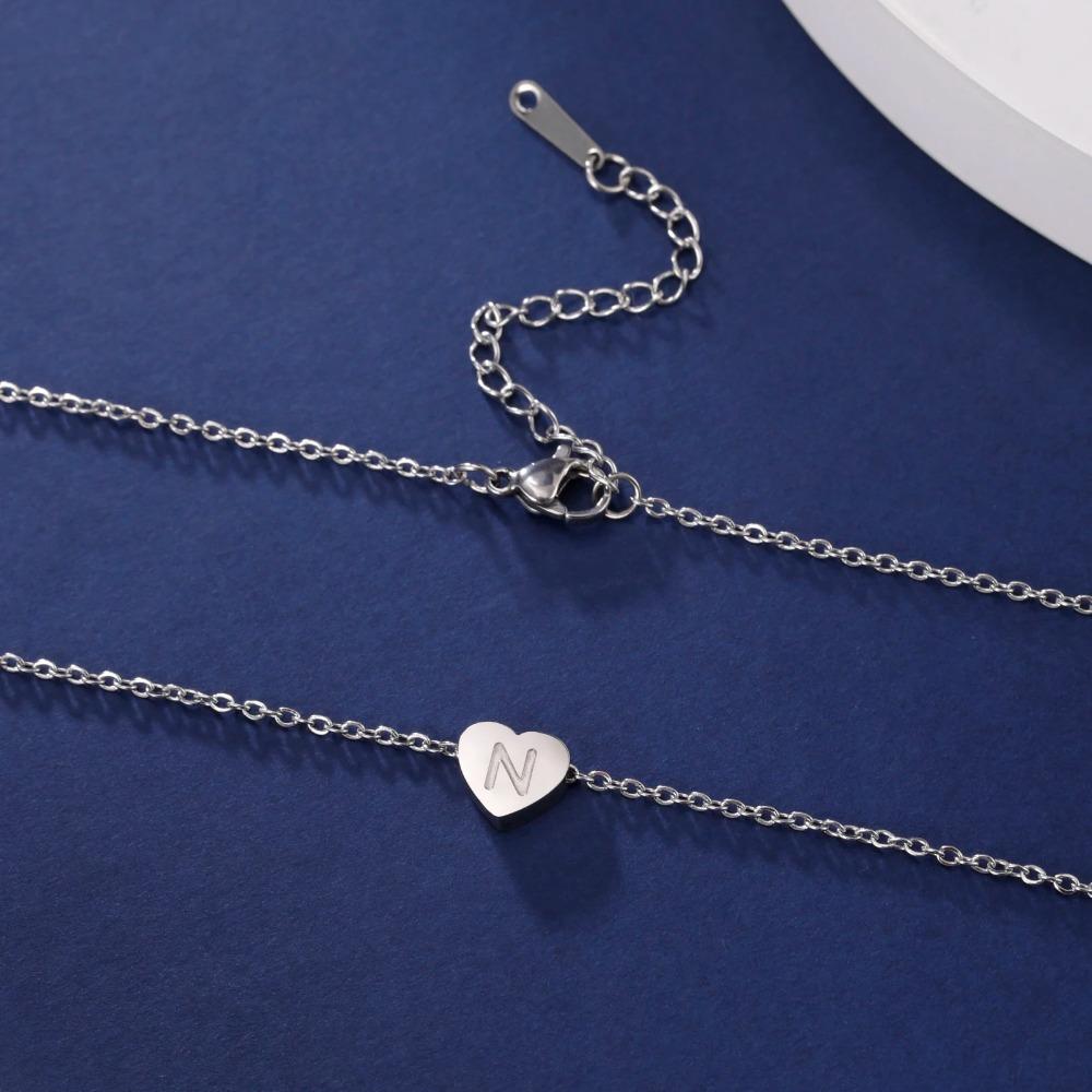 Amaxer Heart Shaped Alphabet Necklace A To Z 26 Letters Initial Necklaces For Women Pendant Gifts Jewelry