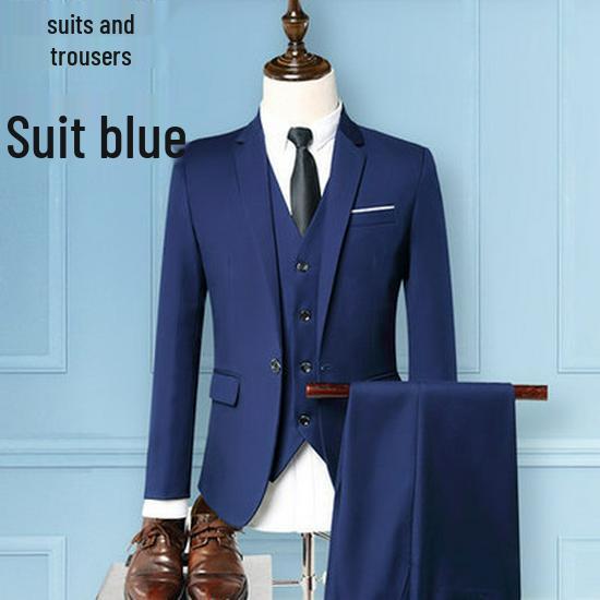 Men's Korean Style Business Suit: Three-Piece Trendy Casual Groomsmen Outfit