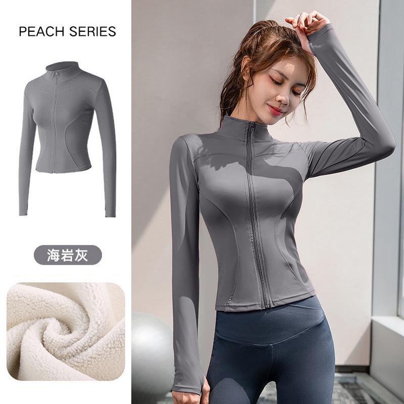 Pilates Yoga Shirt Fleece Jacket Women's Spring Top Skinny Long Sleeve Fitness Quick Dry Jacket Sports Riding
