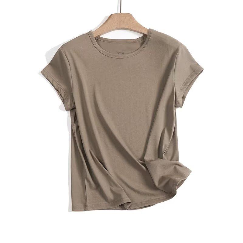 Dam T-shirt med rund hals och korta ärmar - Sommar Mode