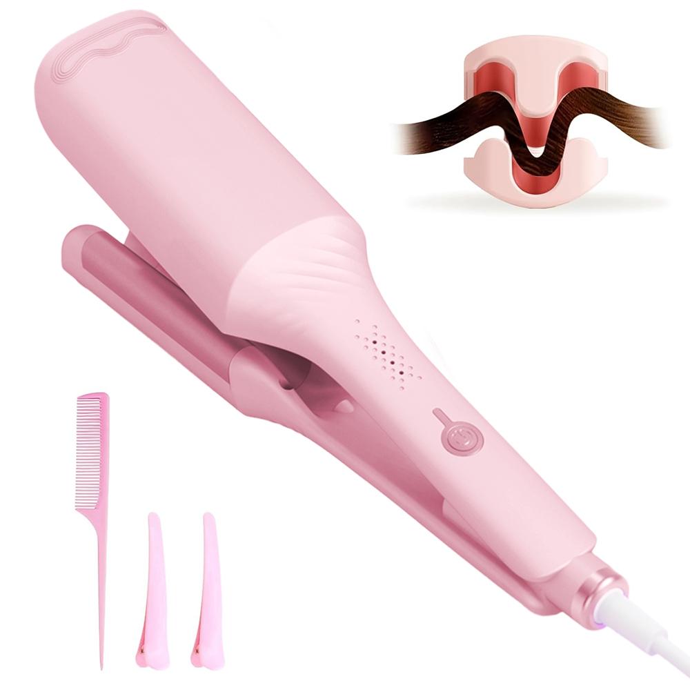 

1.25 Inch Deep V-shaped Hair Curling Iron Ghost Waves Wave Perm Tourmaline Hair Curler With Multiple Temperature Girls Women Gifts EU Plug розовый