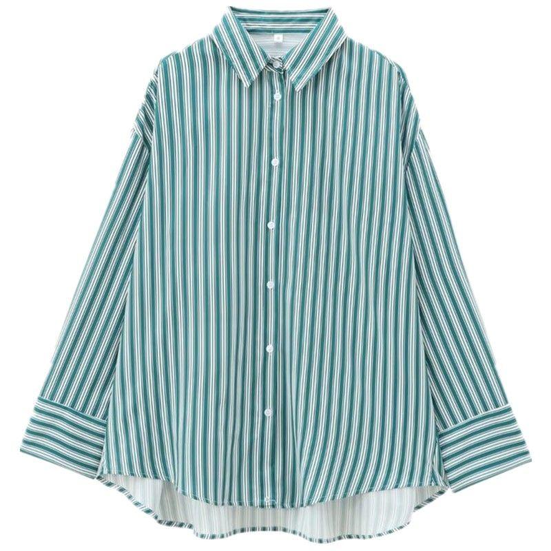 Fashion Style 2024 Autumn New Women's Clothing Easiest for Match Cotton Fine Cotton Long Sleeves Lapel Shirt 7200001