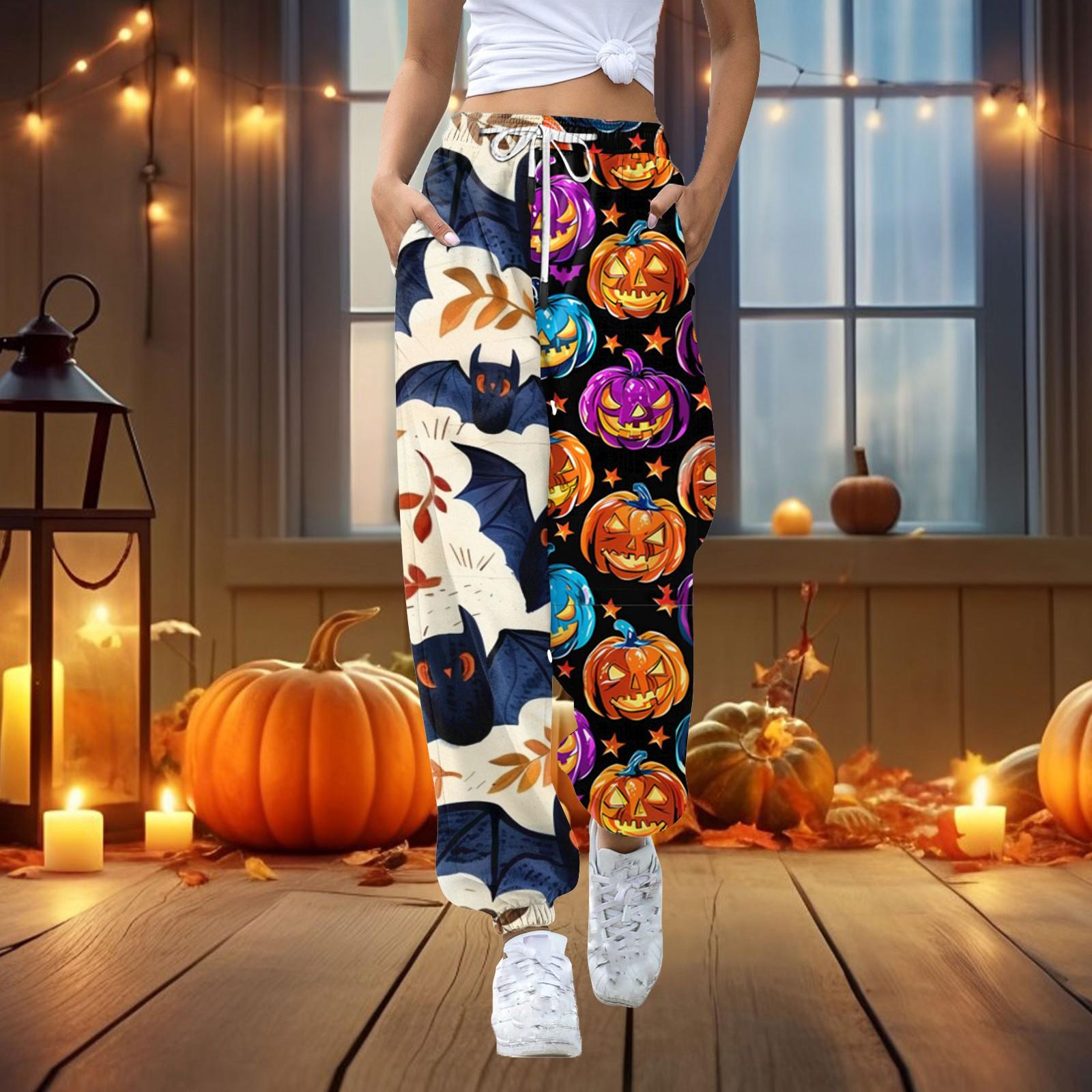 

Женские повседневные модные повседневные брюки с принтом на Хэллоуин S