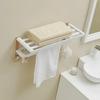 Yi Pan Foldable Double Towel Rack, Space Aluminum with Beech Wood White Style
