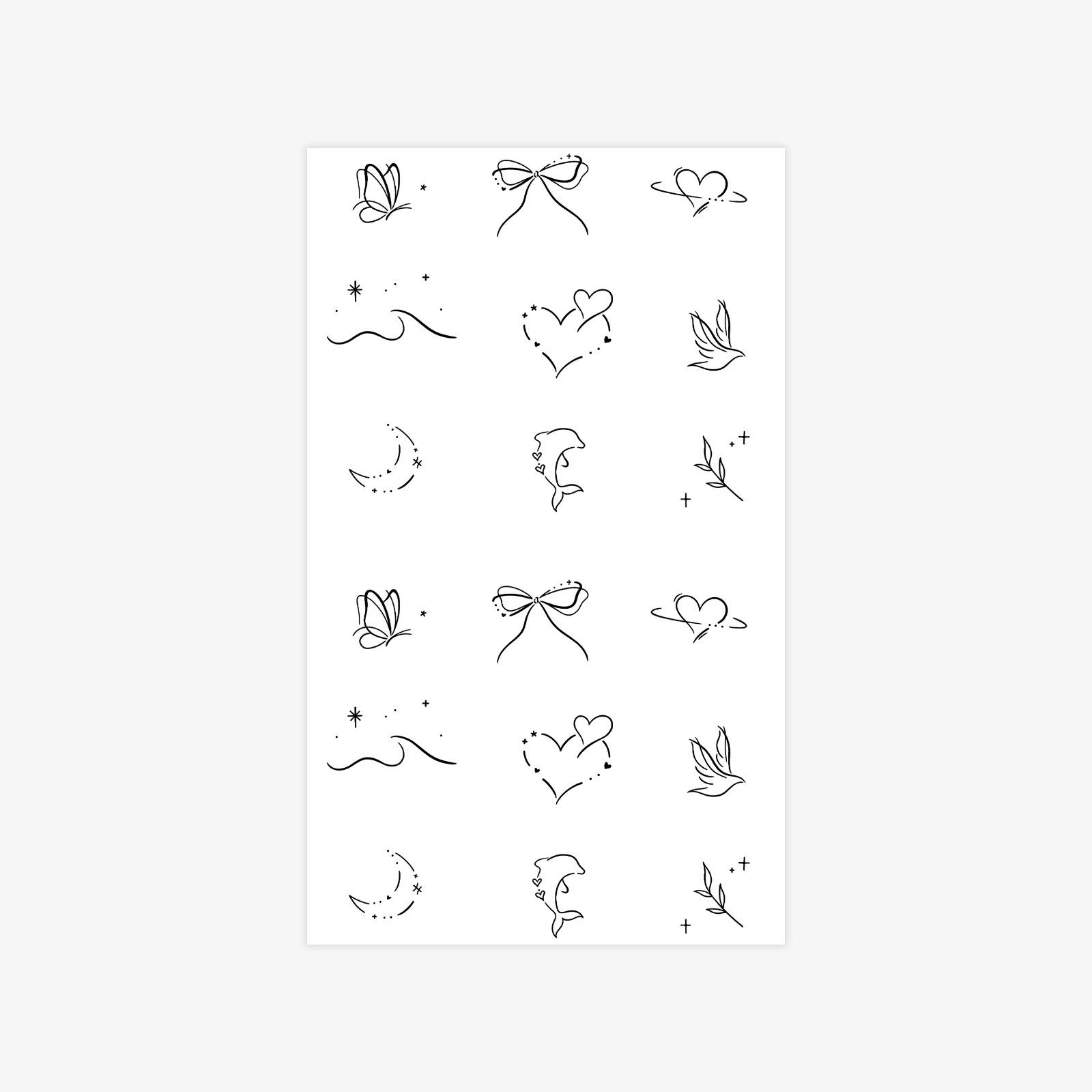 Simple Bow, Love, Small Pattern Waterproof And Long-Lasting High-End Finger Simple Tattoo Sticker 9*15