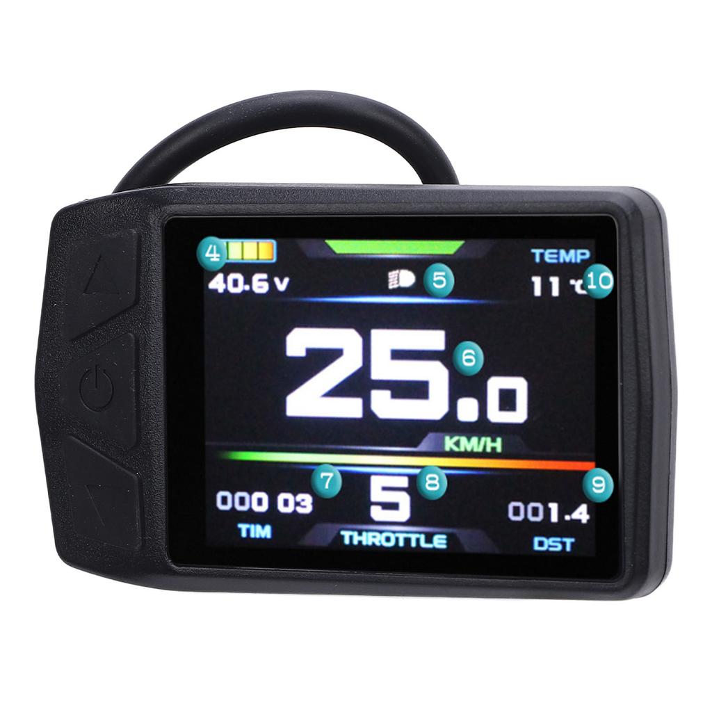 Elektrisches Fahrradpanel mit USB-Ladeanschluss und wasserdichtem Stecker Farb-LCD-Anzeigemeter für KT TF01