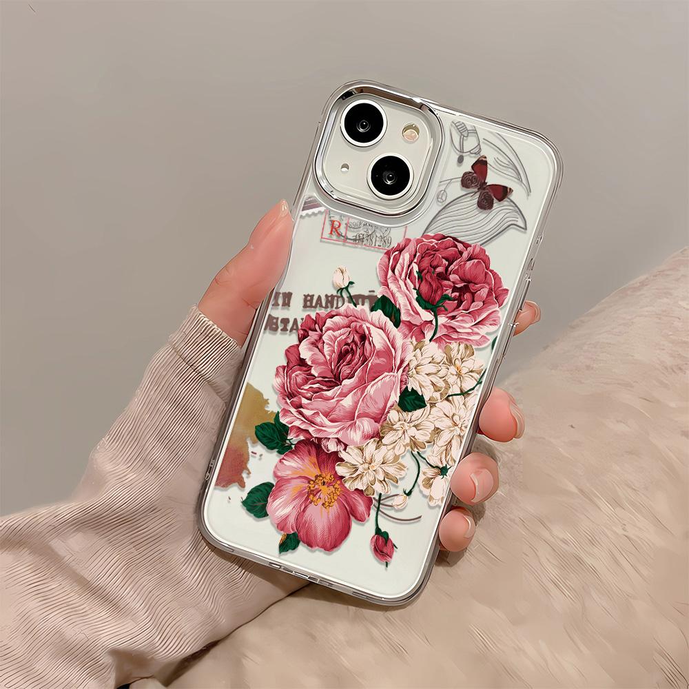 Luxury Plants Flowers Phone Case For IPhone 17 16 15 14 Plus Air 13 12 11 Pro Max Silicone Shockproof Cover Fashion Cool Coques